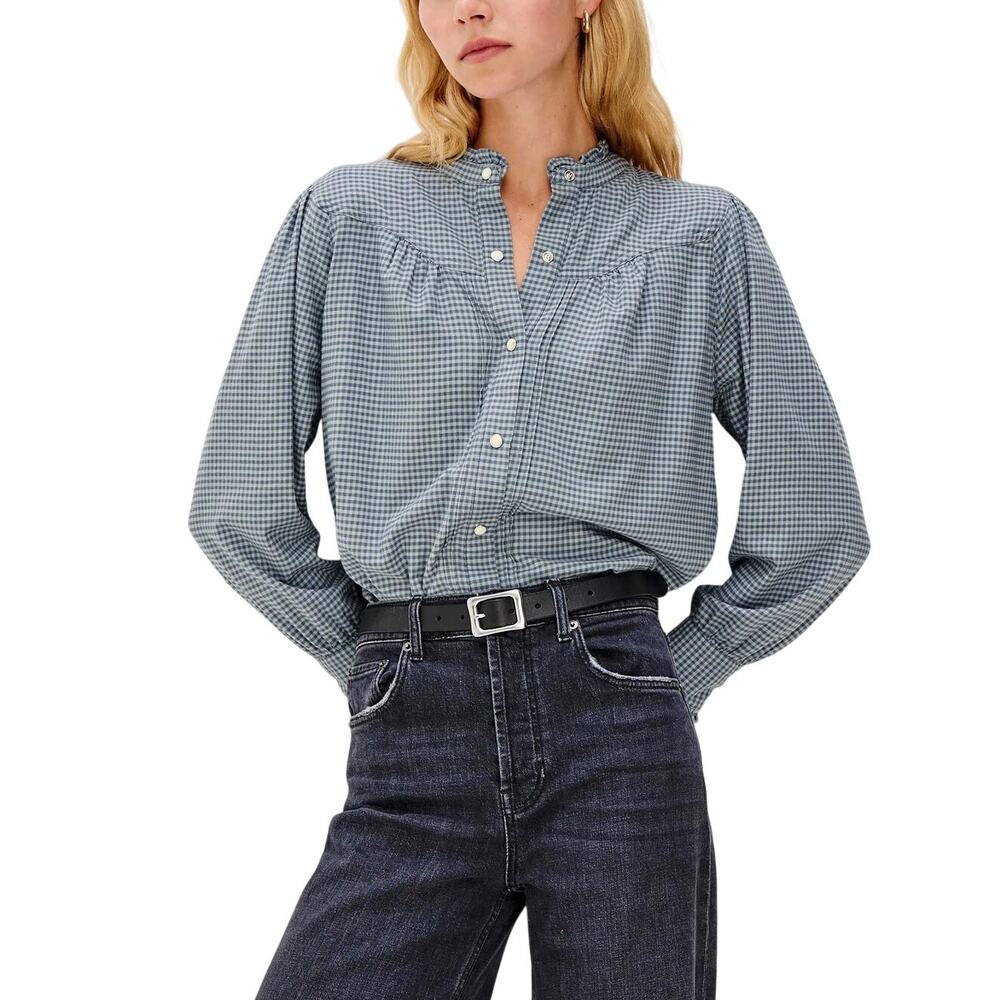 Rails Gingham Stone Blue Check Alanna Shirt Size Large NWT